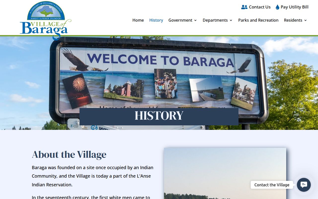 Baraga court docket village history source