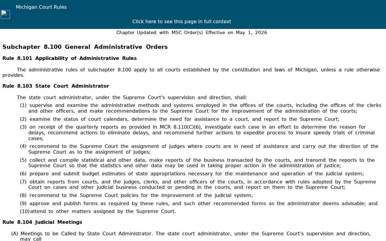 Baraga County civil court docket public access rules under Michigan court records standards