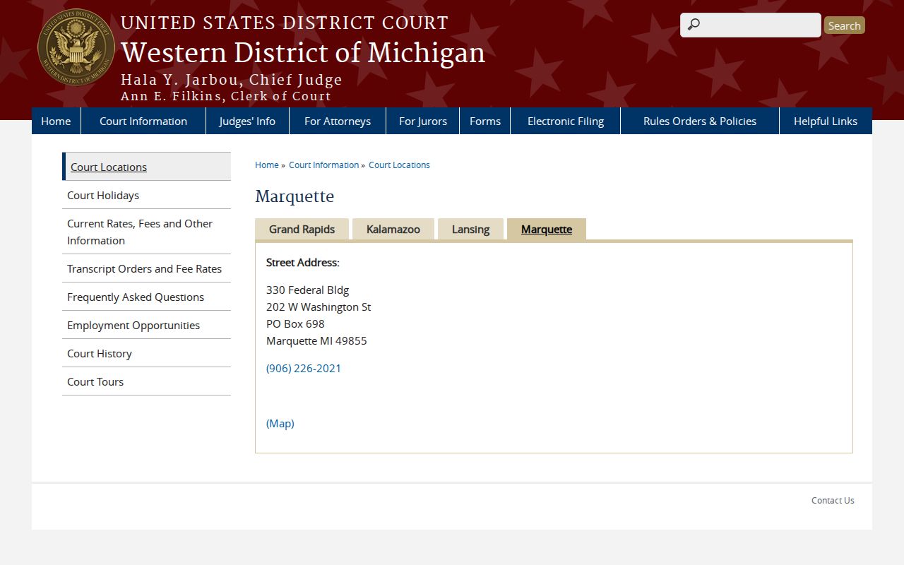 Baraga County court docket federal Marquette route